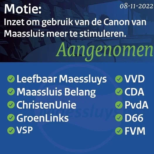 Motie: Gebruik van Canon van Maassluis stimuleren.