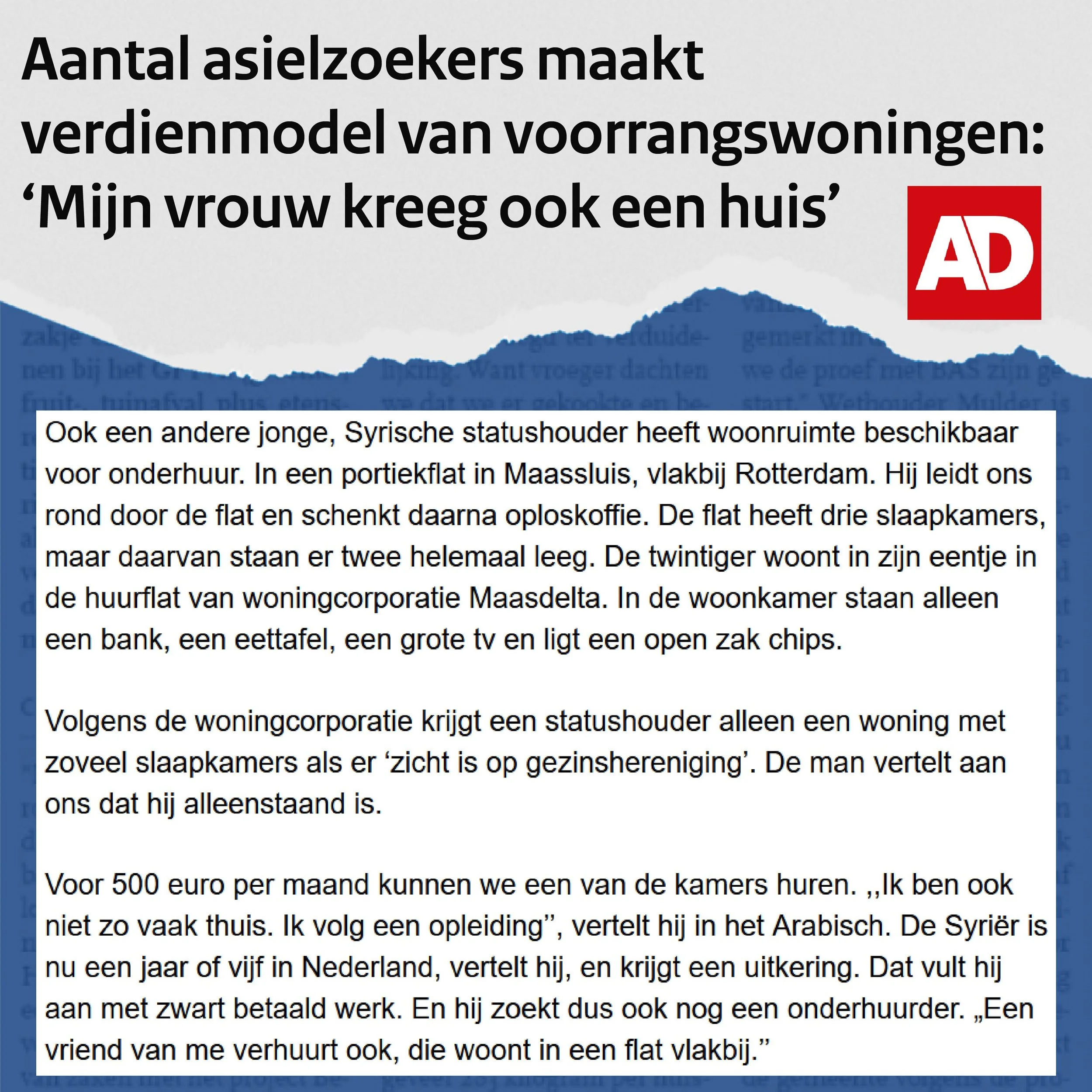 Woonfraude van asielzoekers.