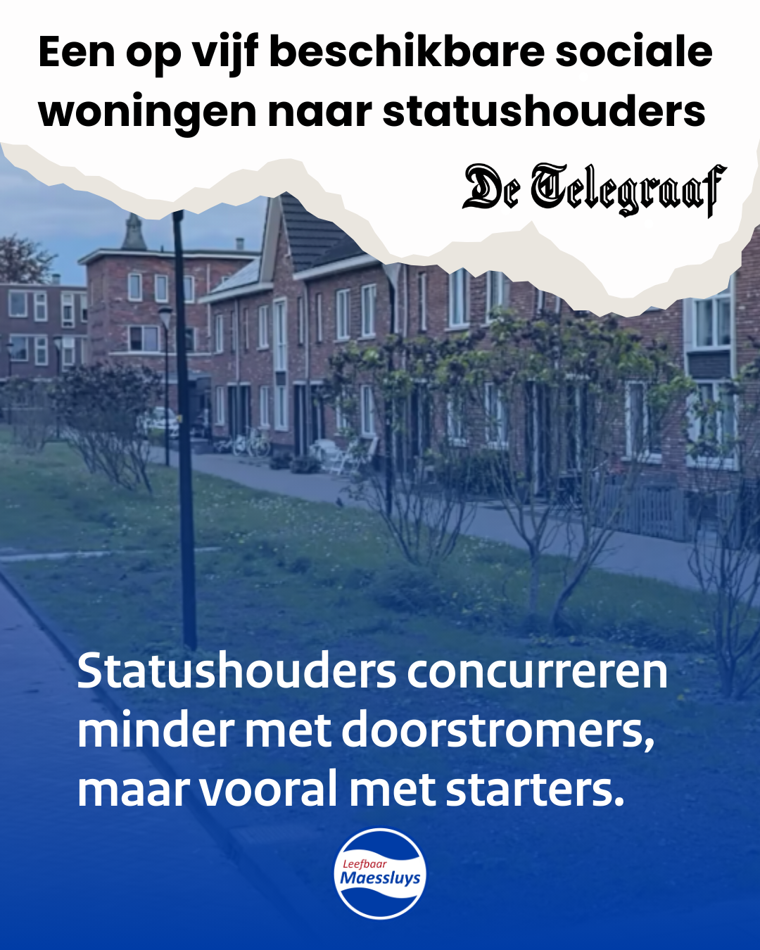 Een op vijf sociale huurwoningen naar statushouders.