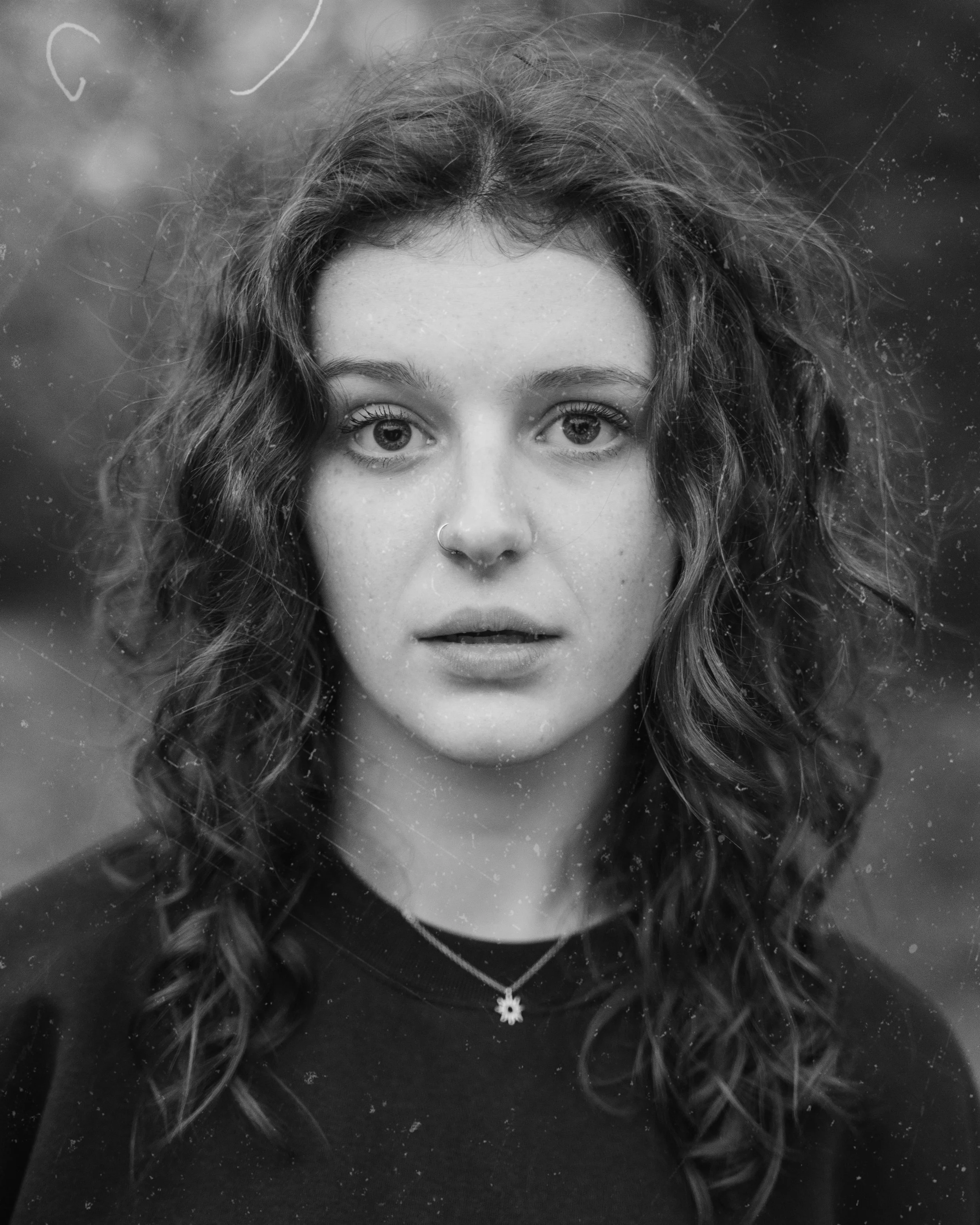 Black and white portrait of woman