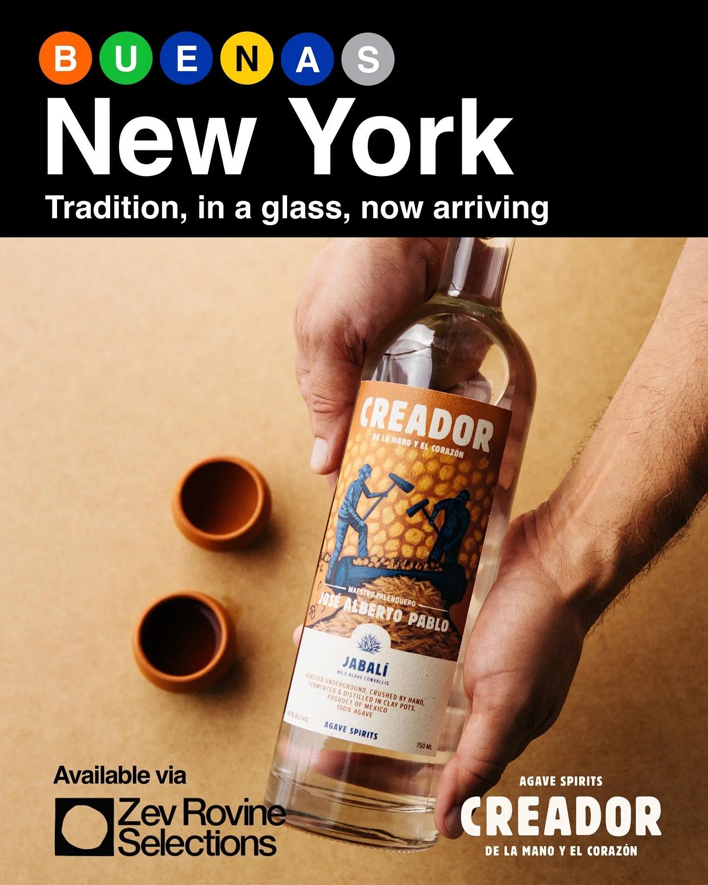Creador Agave Spirits are now available in New York State via Zev Rovine Selections. Ask for Creador at your favorite venue serving fine wine and spirits. And come try Creador at Bowl of Zole Brooklyn Oct 23.
Salud!
@zevrovineselections 
@geniusliqu