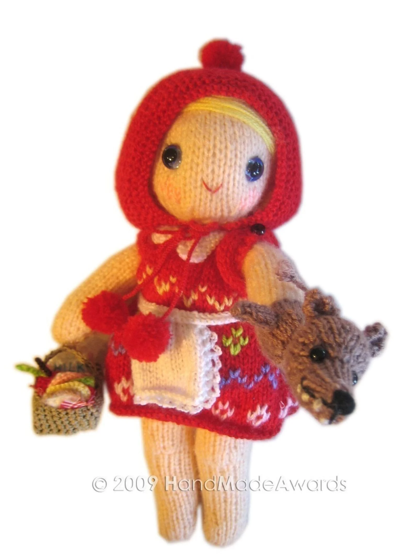 Little Red Riding Hood girly Doll with Wolf puppet knit PATTERN