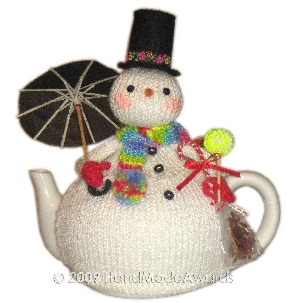 SNOWMAN with Umbrella Tea Cosy knit PATTERN