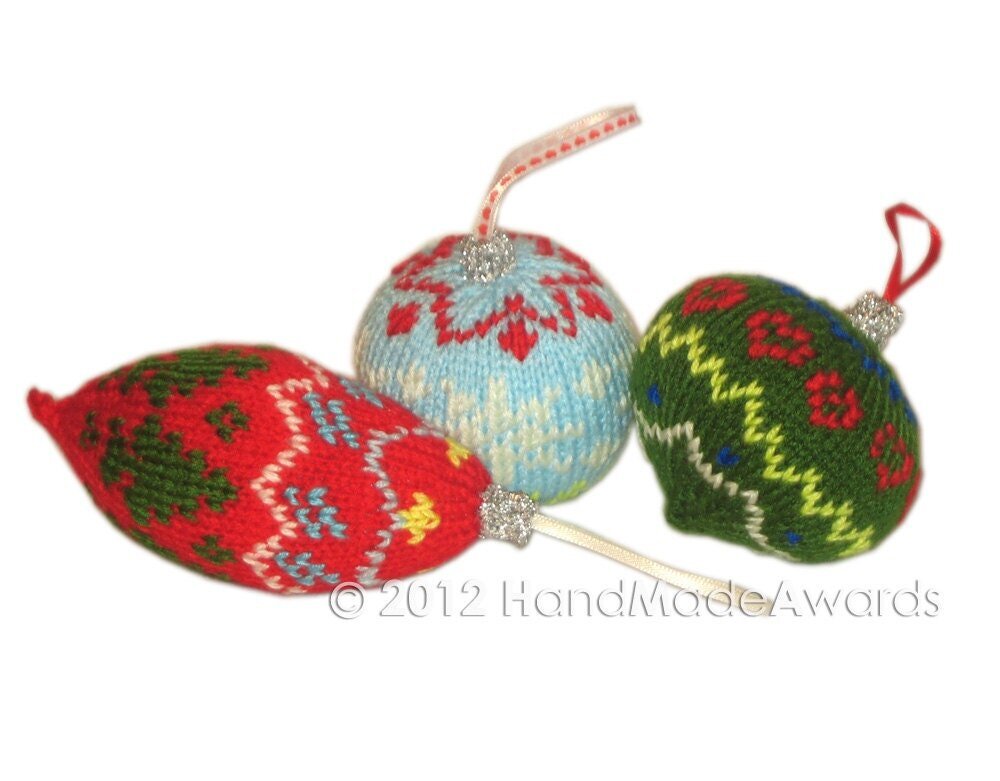 Three Christmas Balls Ornaments Knit PATTERN