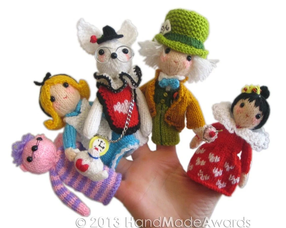 ALICE in WONDERLAND Finger Puppets Knit PATTERN