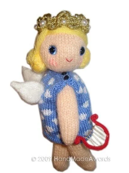 Christmas ANGEL girly Doll with Harp Knit PATTERN