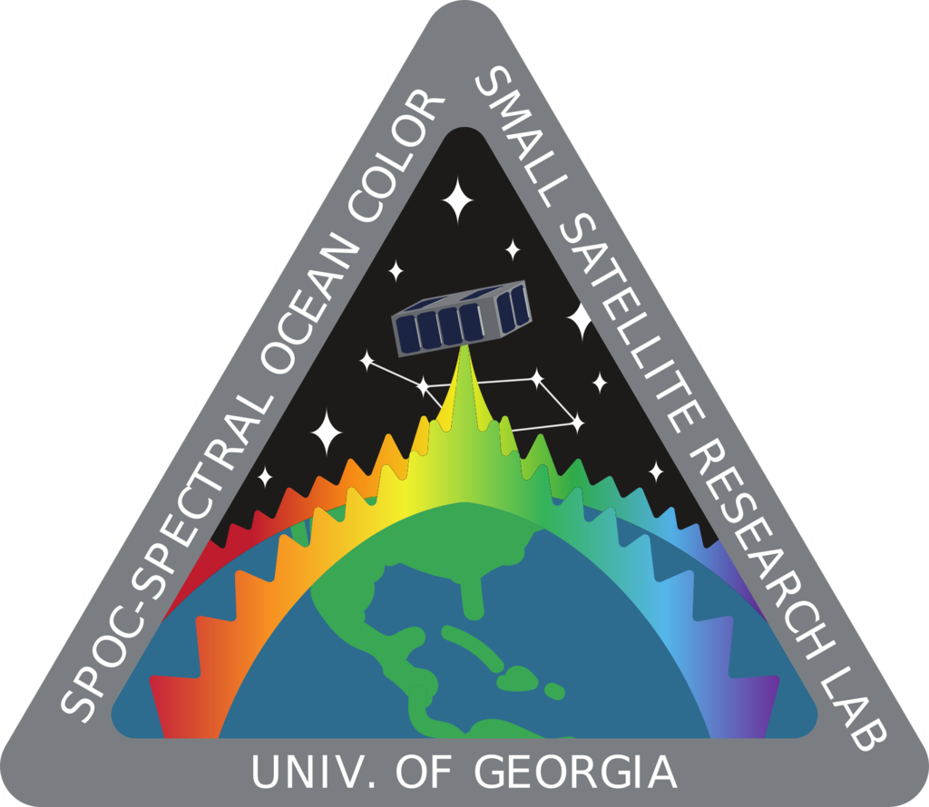Mission patch of the Spectral Ocean Color Satellite project  of the Small Satellite Research Laboratory at the University of Georgia. The patch depicts a satellite view of the earth.