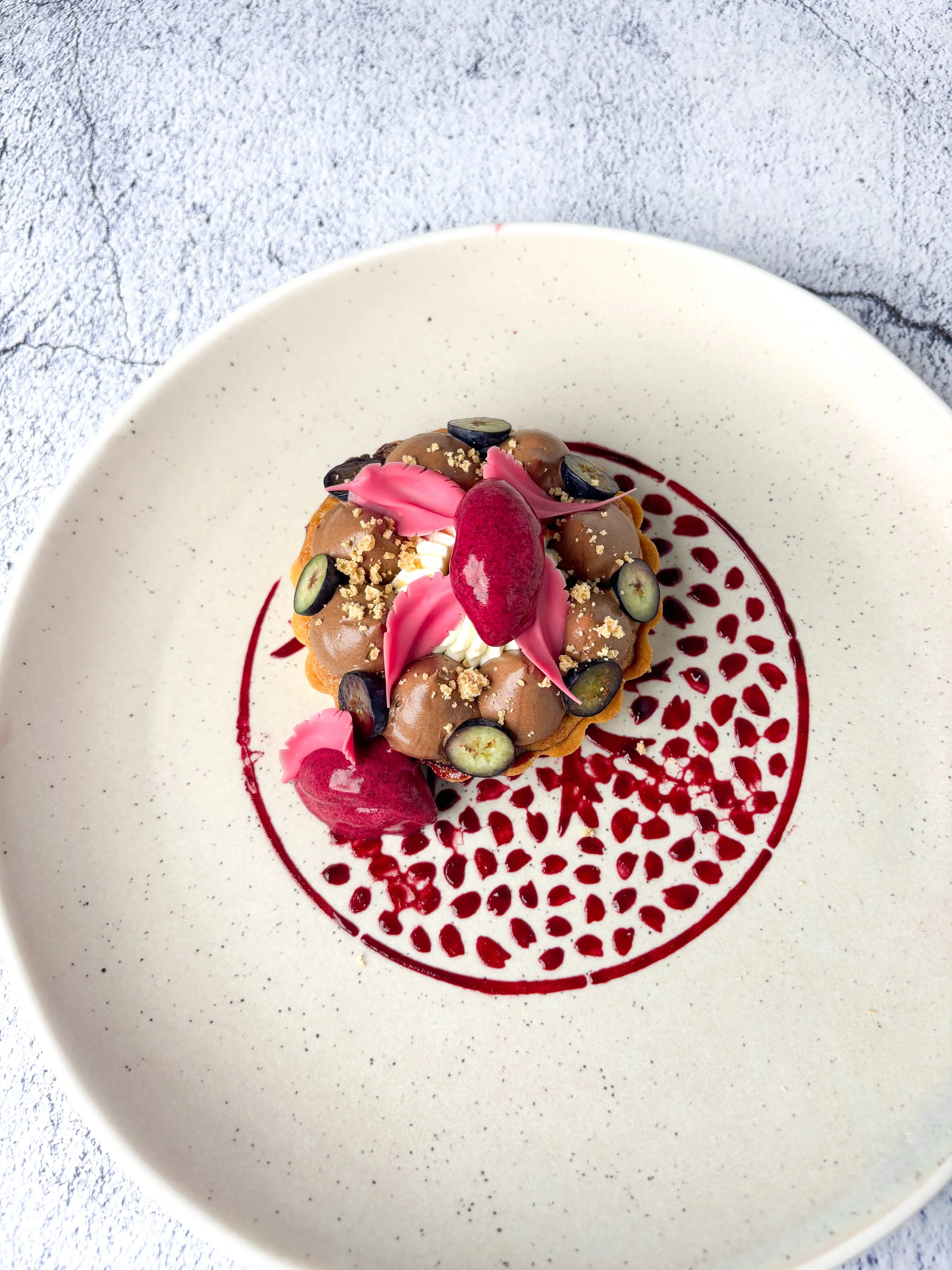 Fangipane tart, chocolate mousse, raspberry sorbet ii.jpg