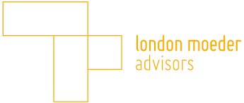 Logo of London Moeder Advisors with orange outline minimal design.