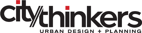 City Thinkers logo with black and red text, includes the tagline 'Urban Design + Planning'