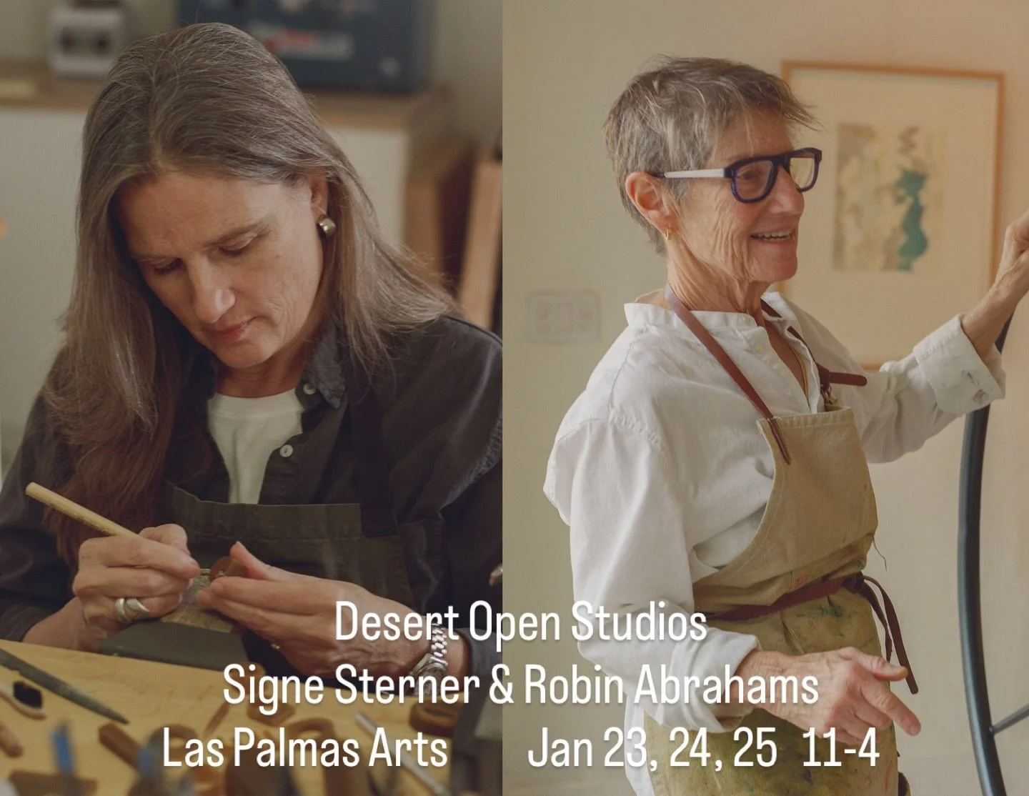 Desert Open Studios is next weekend Jan 23-25, 11-4! Robin will be working on the printmaking press and Signe will be demonstrating Keum Boo gold fusing techniques. We would love to have you visit our working studio at Las Palmas Arts in the lovely U