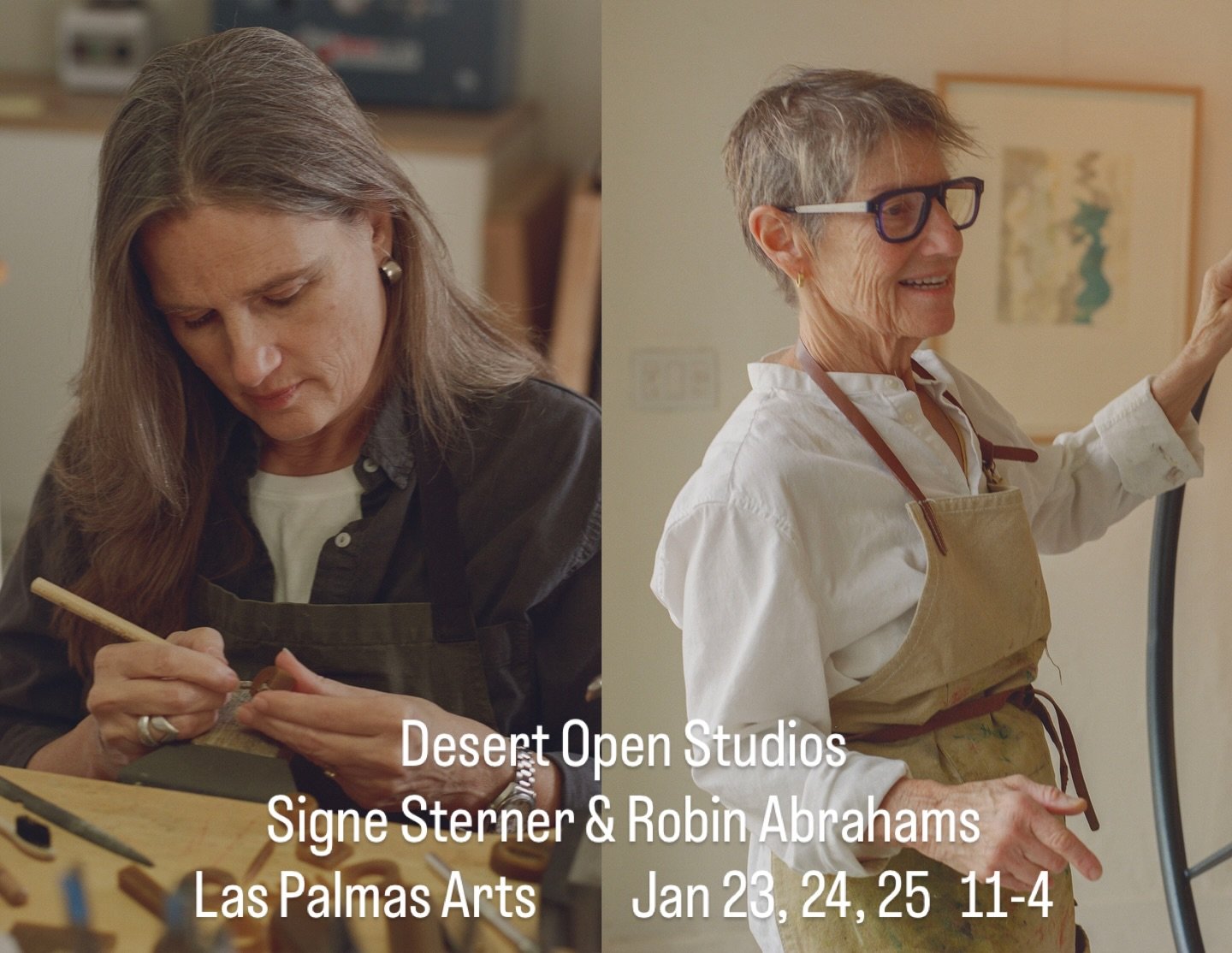 Desert Open Studios is next weekend Jan 23-25, 11-4! Robin will be working on the printmaking press and Signe will be demonstrating Keum Boo gold fusing techniques. We would love to have you visit our working studio at Las Palmas Arts in the lovely U