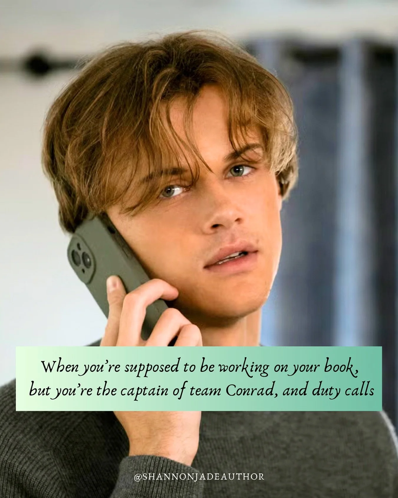 Definitely supposed to be busy marketing ‘A Song for the Earth’ and writing book two (hint:π»), but Team Conrad needs me. We ride at dawn.
πππΏ
#authorsofinstagram #tsitp #thesummeriturnedpretty #teamconrad #bookishmemes #writingmemes