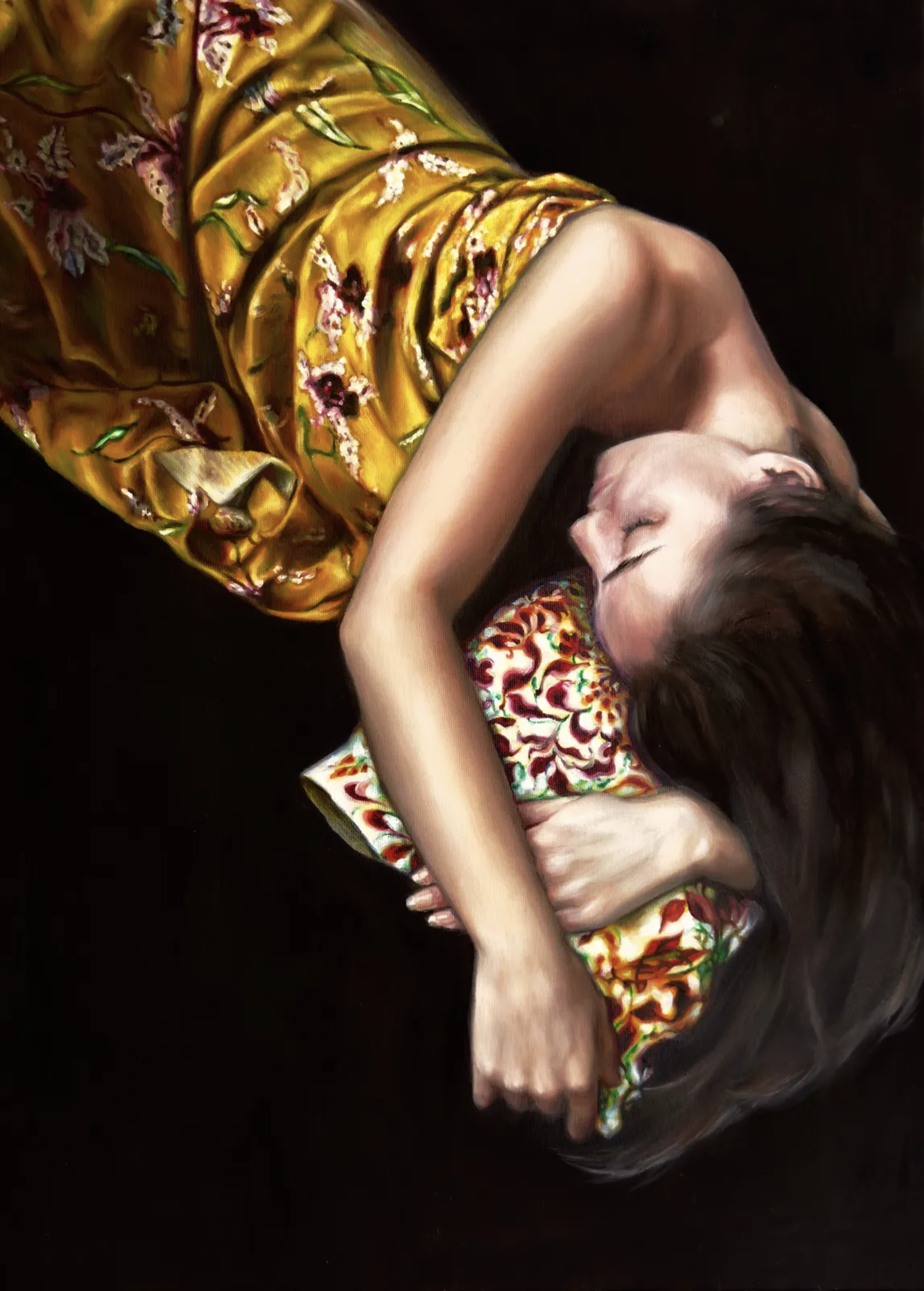FIGURE IN GOLD FABRIC,
Oil on linen
70 x 50cm