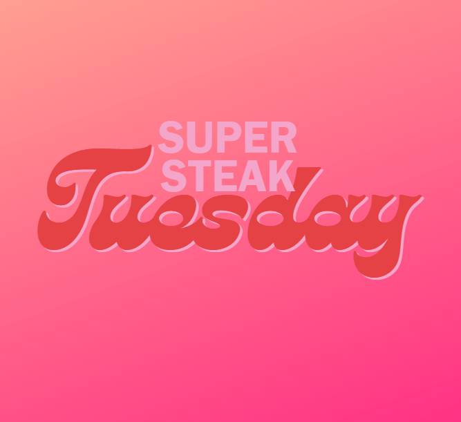 Tuesday steak 2 couses for £10.00