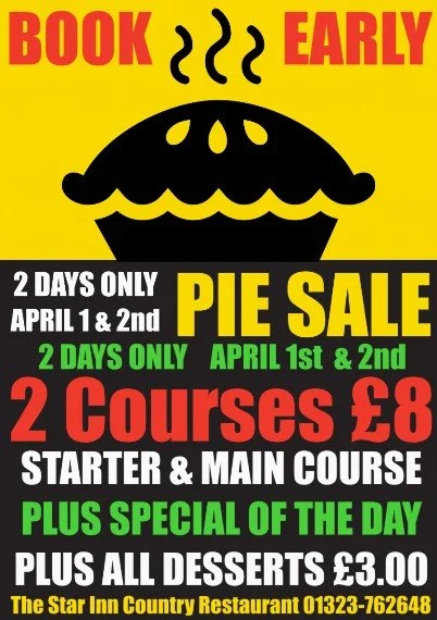 PIE DAY 2 COURSES FOR £8.00