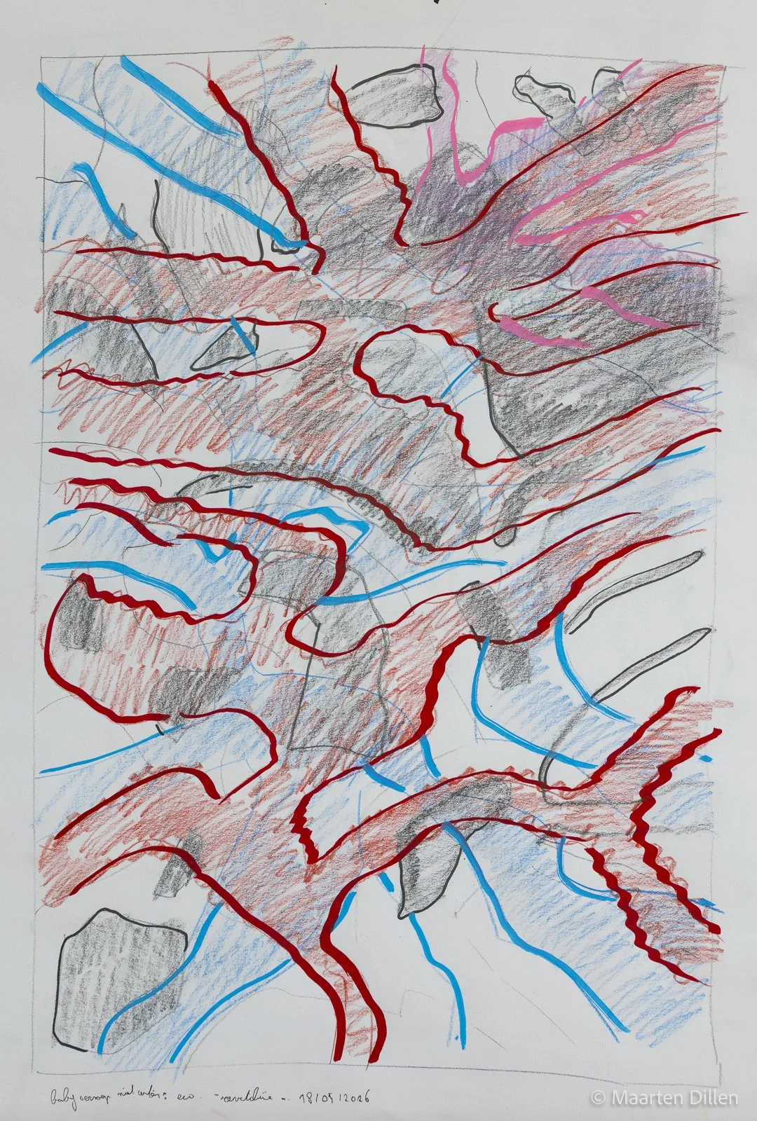 Sketch "Untitled", 2026, colored pencils and graphite on paper - dimensions (50cm x 35cm)