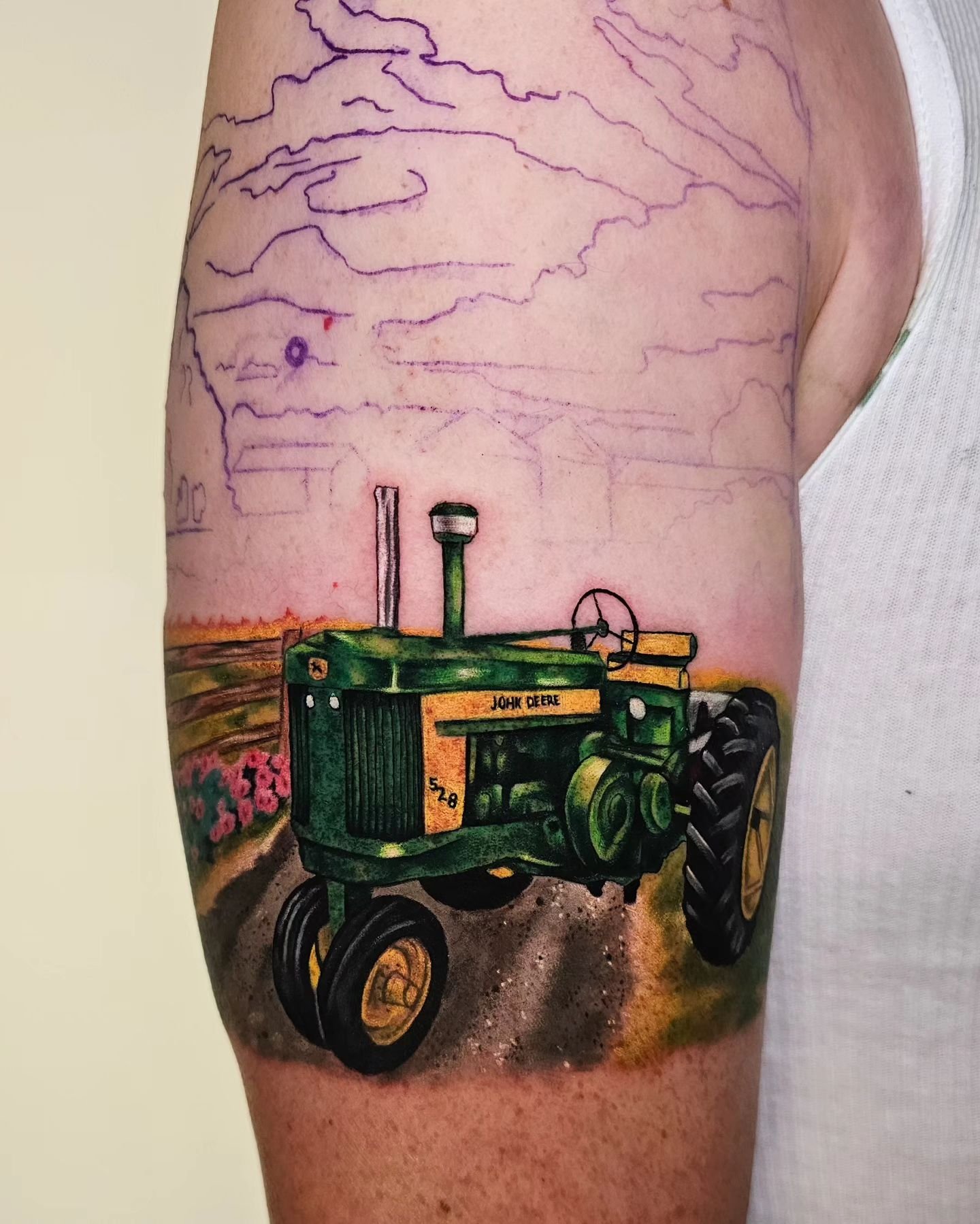 Doug wanted to celebrate the farm he grew up on and the family he loves. We've got about 4 hours in and probably have another 4 to go. The background will be taken from photos of the grain silos on the family farm in Ohio. Reference photos on the sec