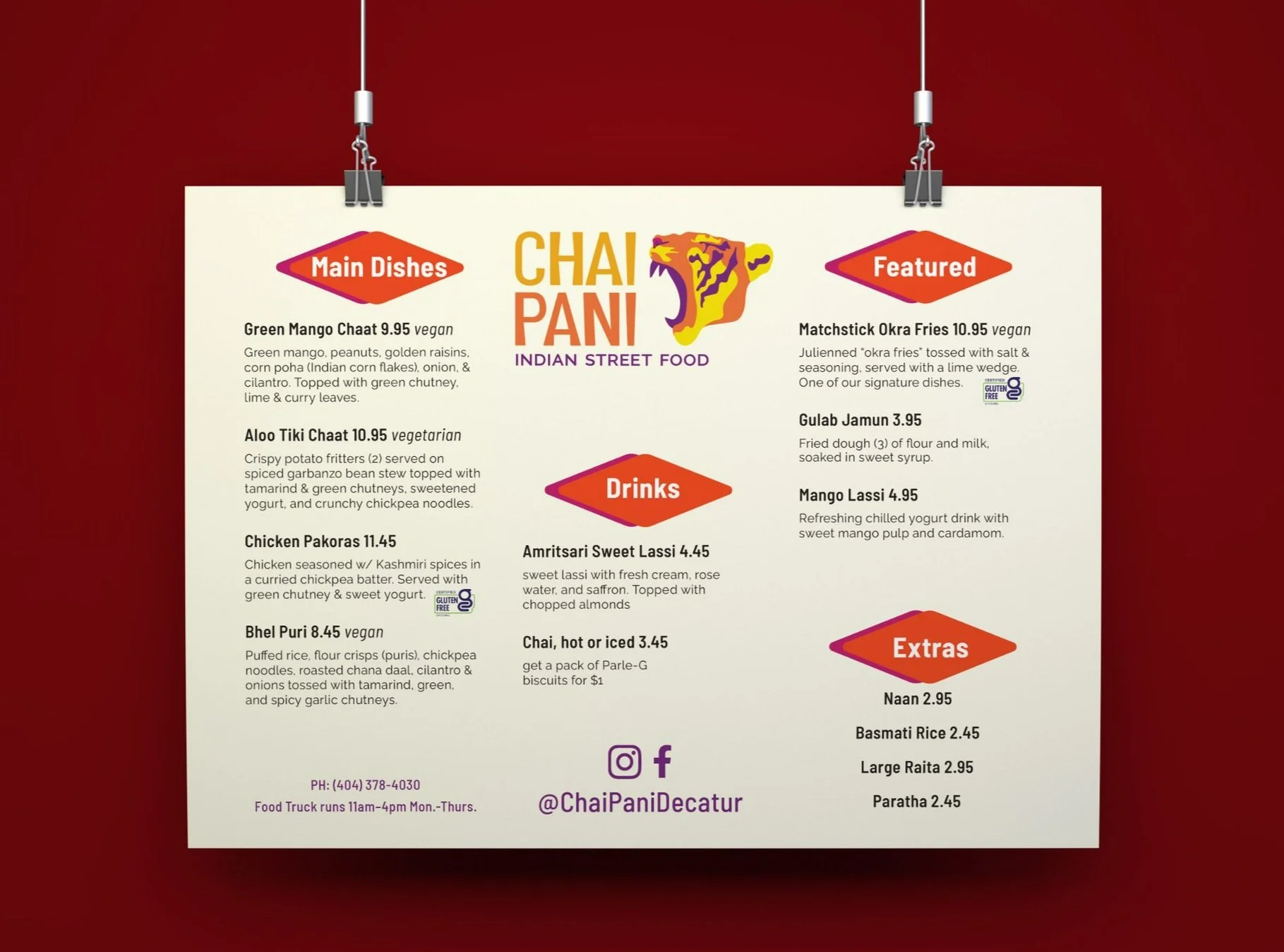 Chai Pani Menu design