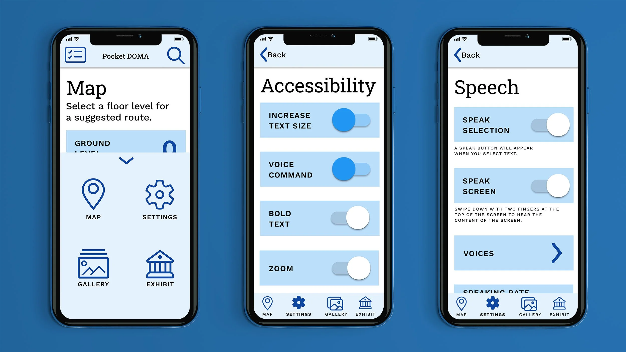 Navigation and settings