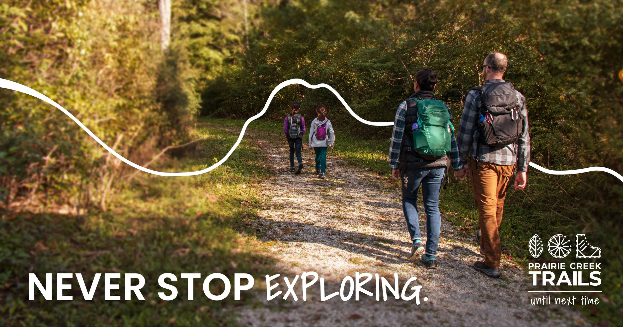 Family walking trail illustration