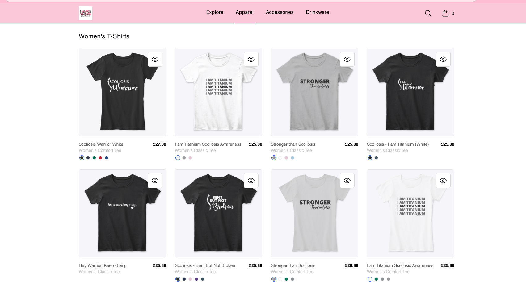 Life with scoliosis TeeSpring store