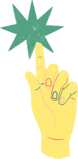 Dedo medio levantado con uñas pintadas, en un fondo verde.