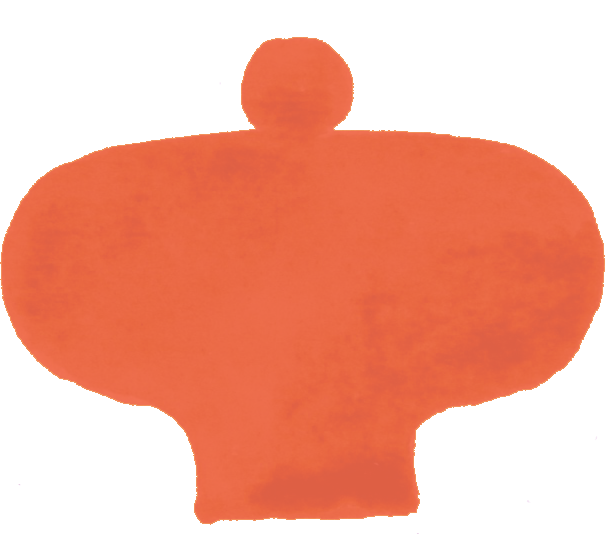 Dibujo de una figura de una persona musculosa, vista de frente, con brazos extendidos y una cabeza redonda en la parte superior.