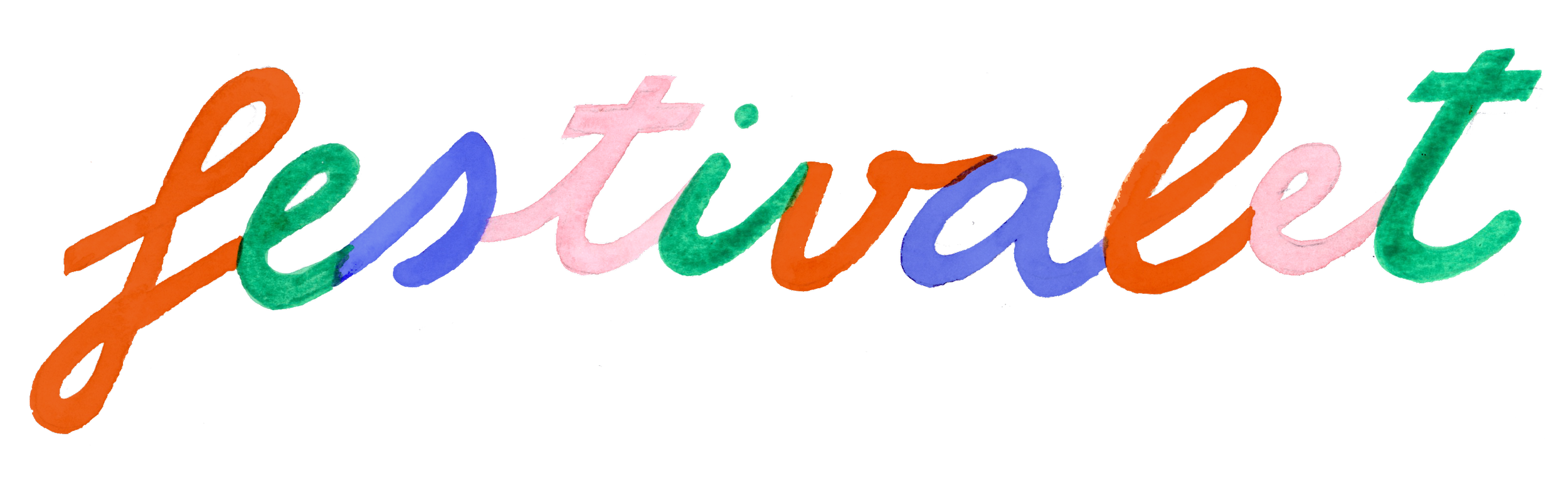 Texto colorido que dice 'Festivale' en letras cursivas con diferentes colores y un fondo transparente.