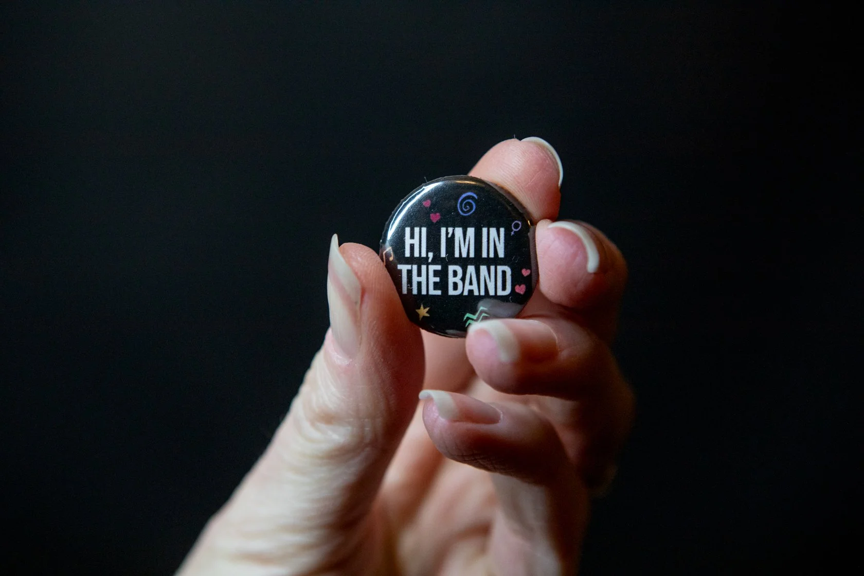 'Hi, I'm in the band!' badge / pin