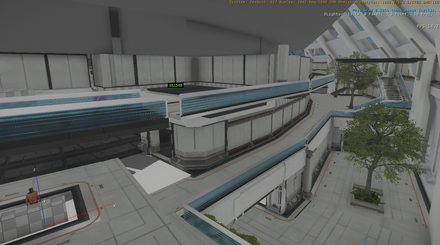 One of several blocked-out promenade tests, for an early version of the "New Babbage" landing zone.