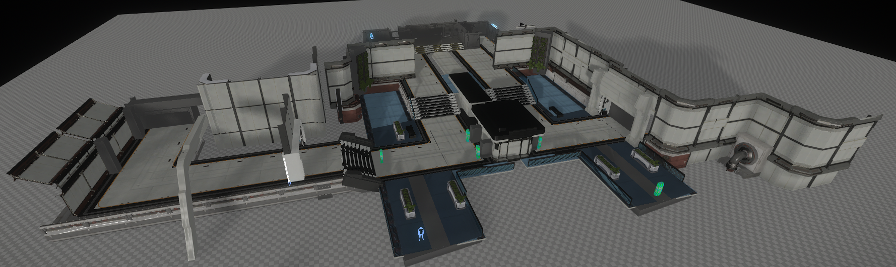 One of several blocked-out promenade tests, for an early version of the "New Babbage" landing zone.