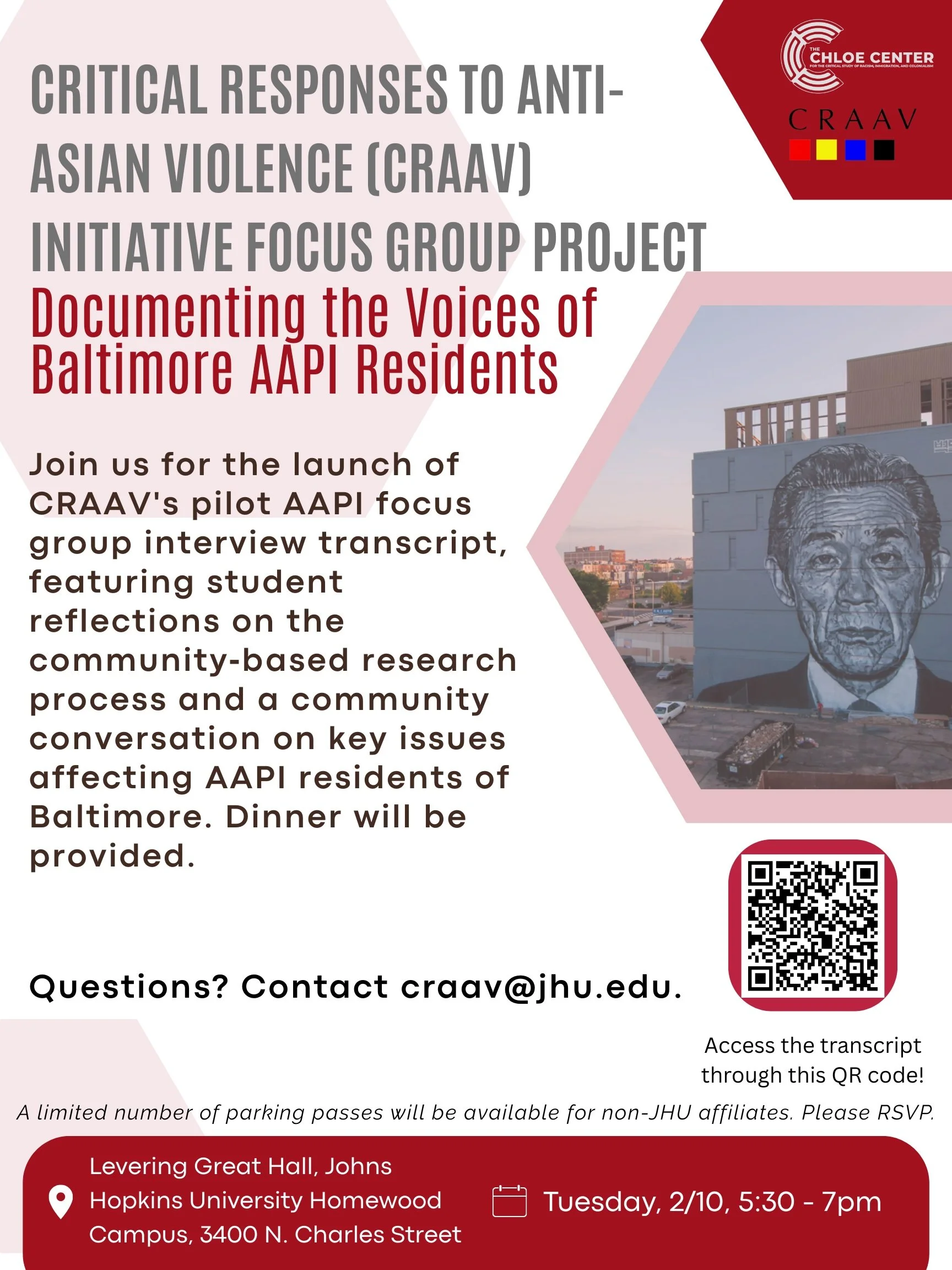 Critical Responses to Anti-Asian Violence (CRAAV) Initiative Focus Group Project Launch Event: Documenting the Voices of Baltimore AAPI Residents