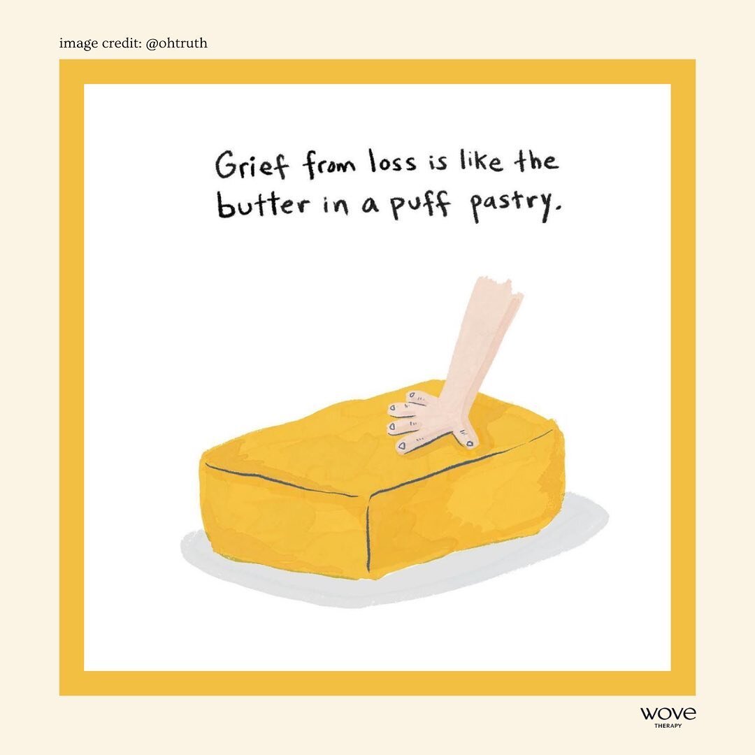 We loved this *sweet* illustration on the process of grieving shared by @ohtruth 🥐

Here&rsquo;s their original caption: 

Grief Butter has been an intimate friend lately after a few heartbreaking losses, and being with friends who are also experien