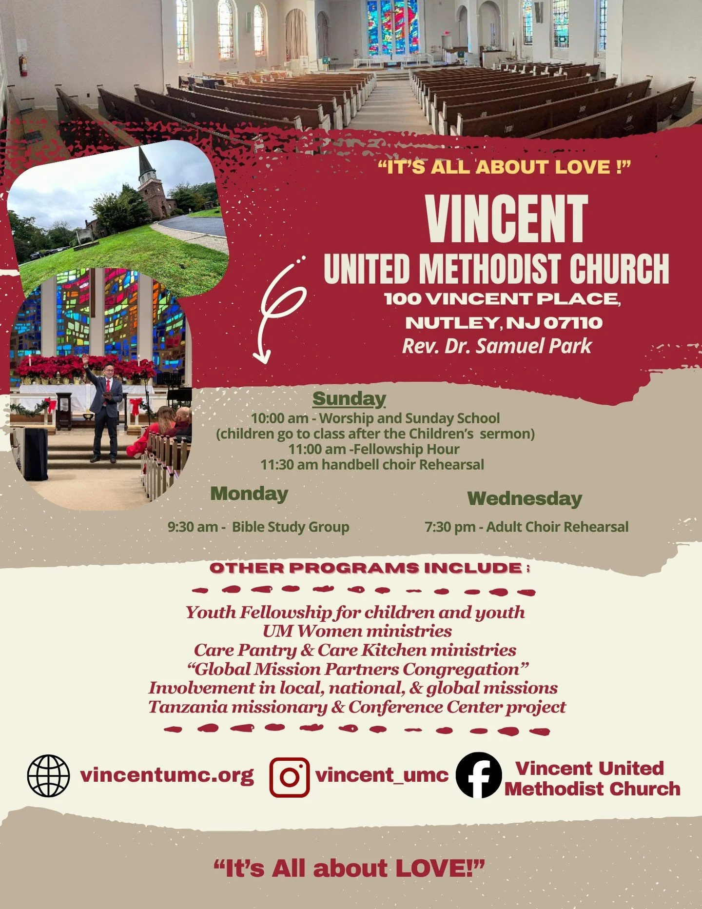 Come join us at Vincent United Methodist church in Nutley, NJ.