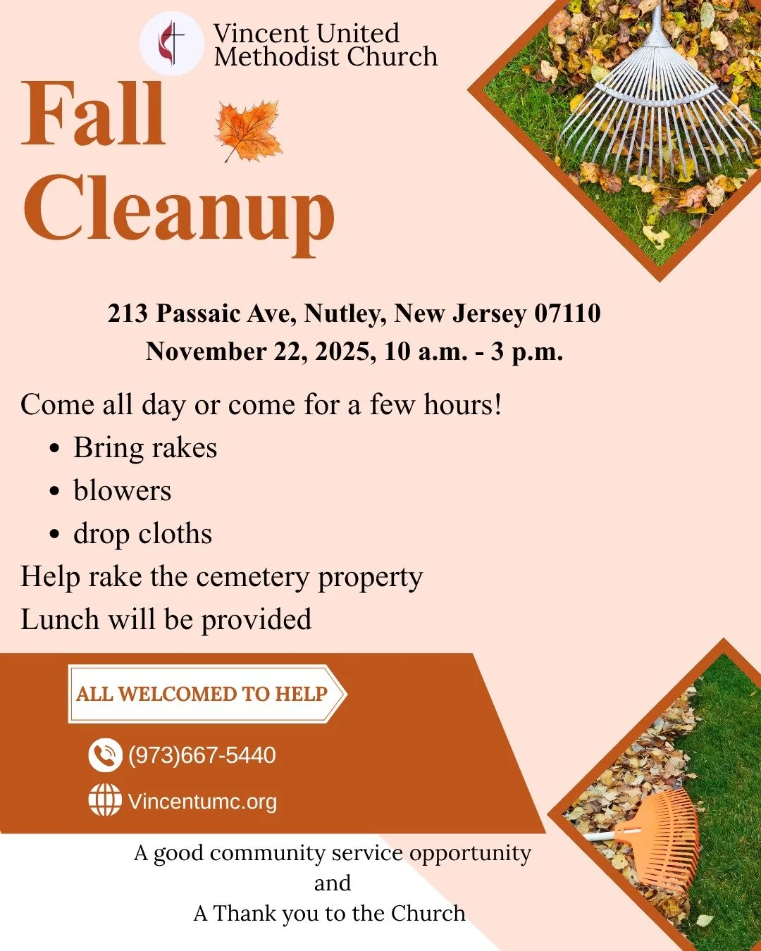 Come join us for this year's Fall clean-up at Vincent Cemetery. 

This is a great opportunity to get community service hours and help out. 

#community 
#communityservicehours
