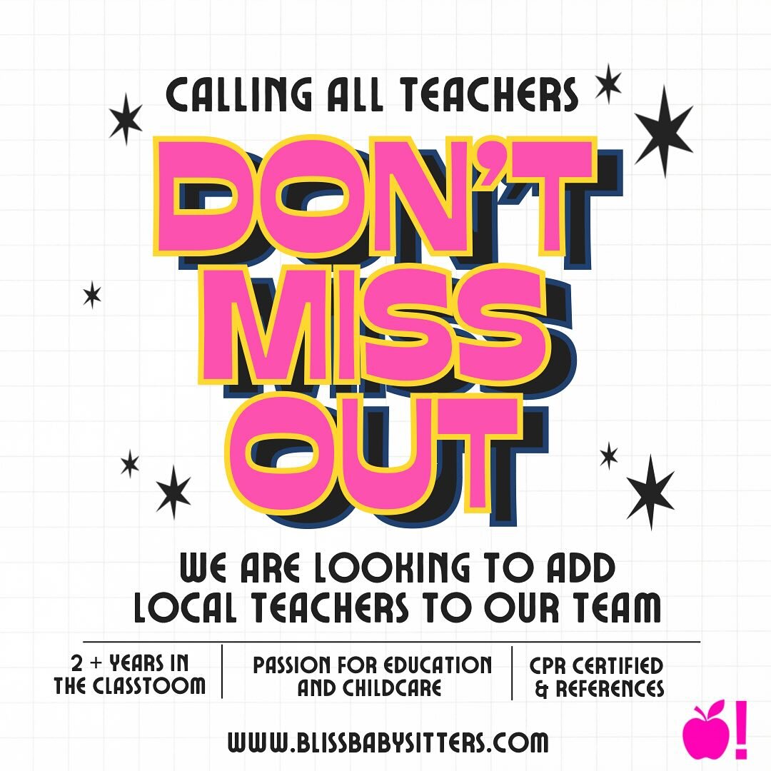 ✏️📚Hi Chicago Teachers 👋🍎❗️if you are looking to supplement your income and join a groovy team with the best vibes! Look no further! 

BL!SS Babysitters LLC is here to help give back to the community by connecting families with local educators for