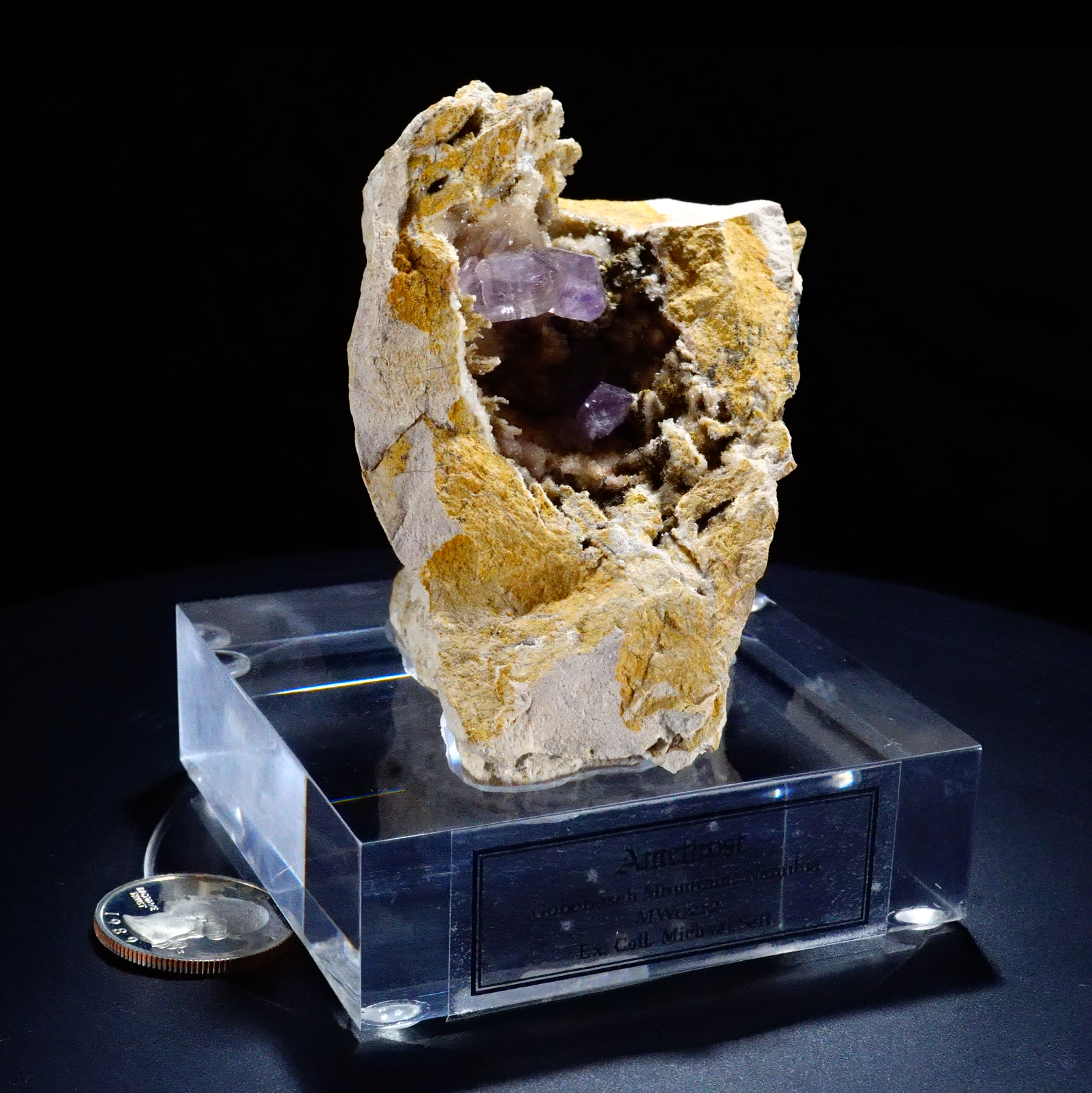Amethyst Crystals in Matrix Vug, Goboboseb Mountains, Namibia. Crystals to 15mm.