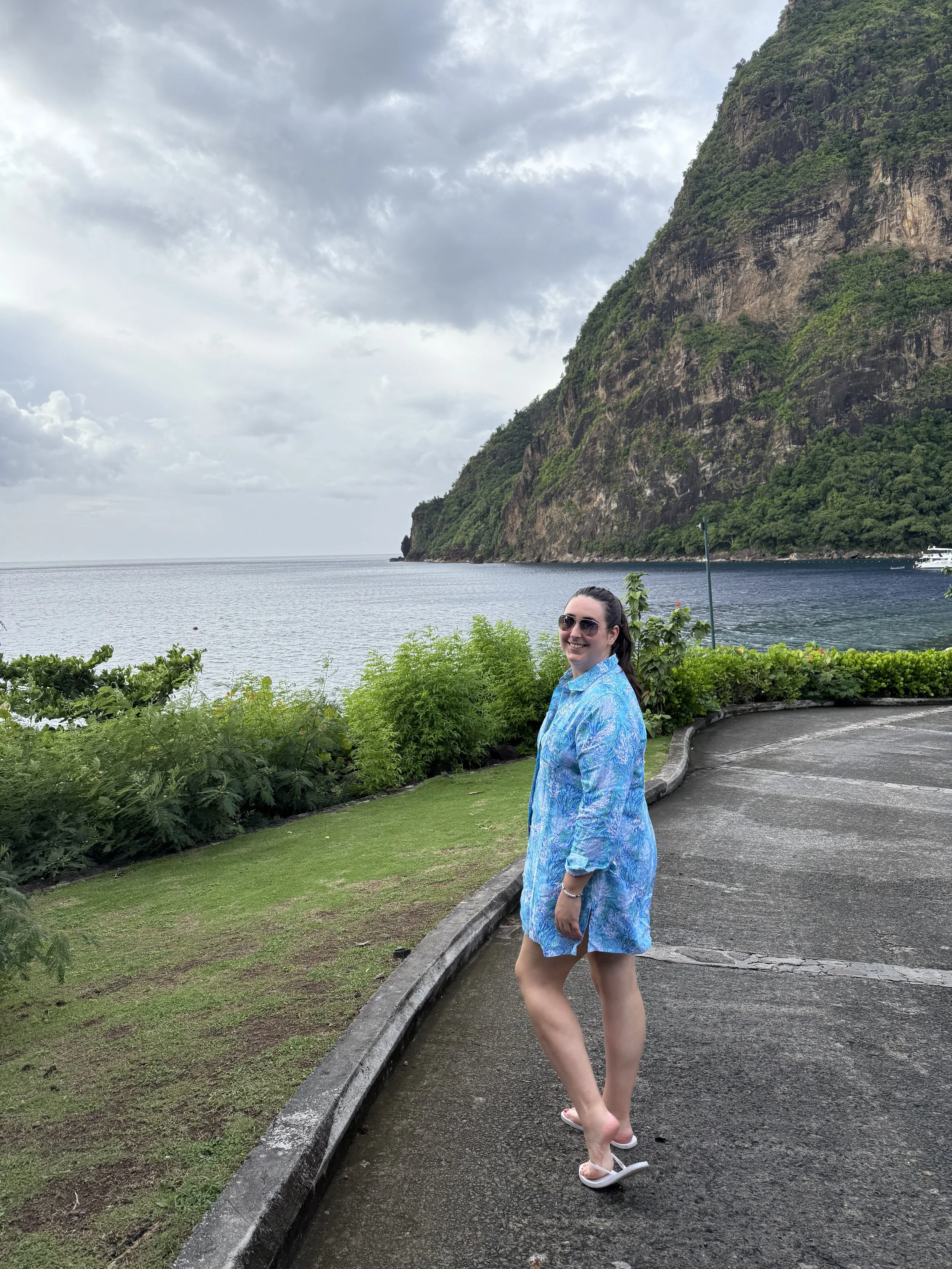 Woman walking to beach at Sugar Beach