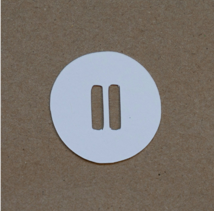 Geometric drawing of an outline square with sections divided by vertical, horizontal, and circle lines.