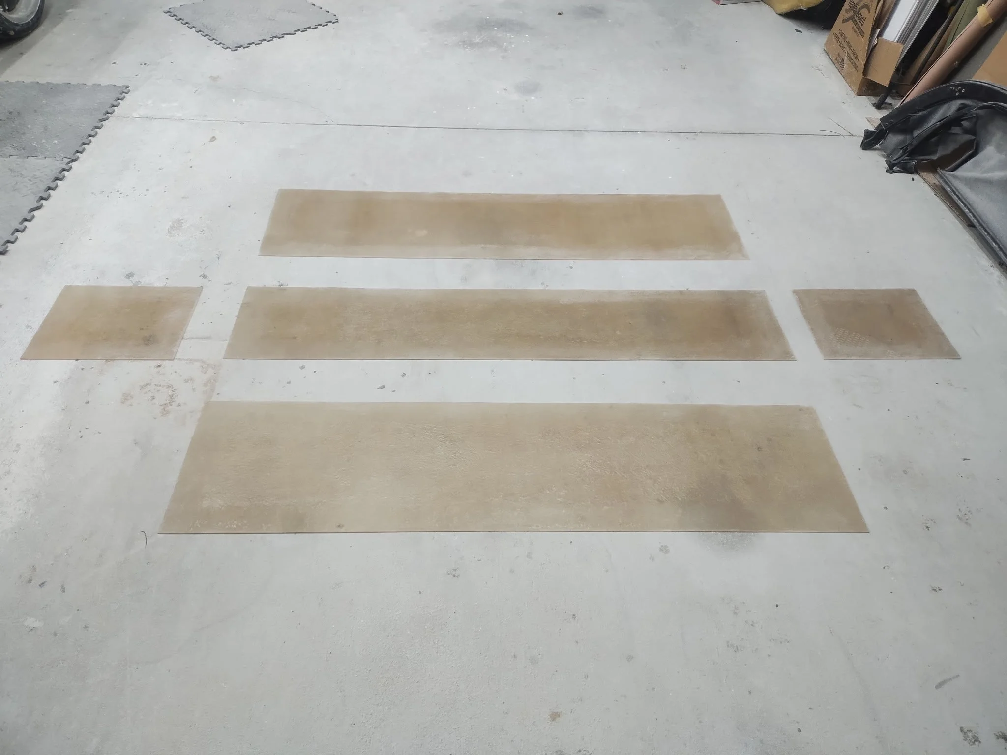 Measured planter box pieces laid out before assembly.