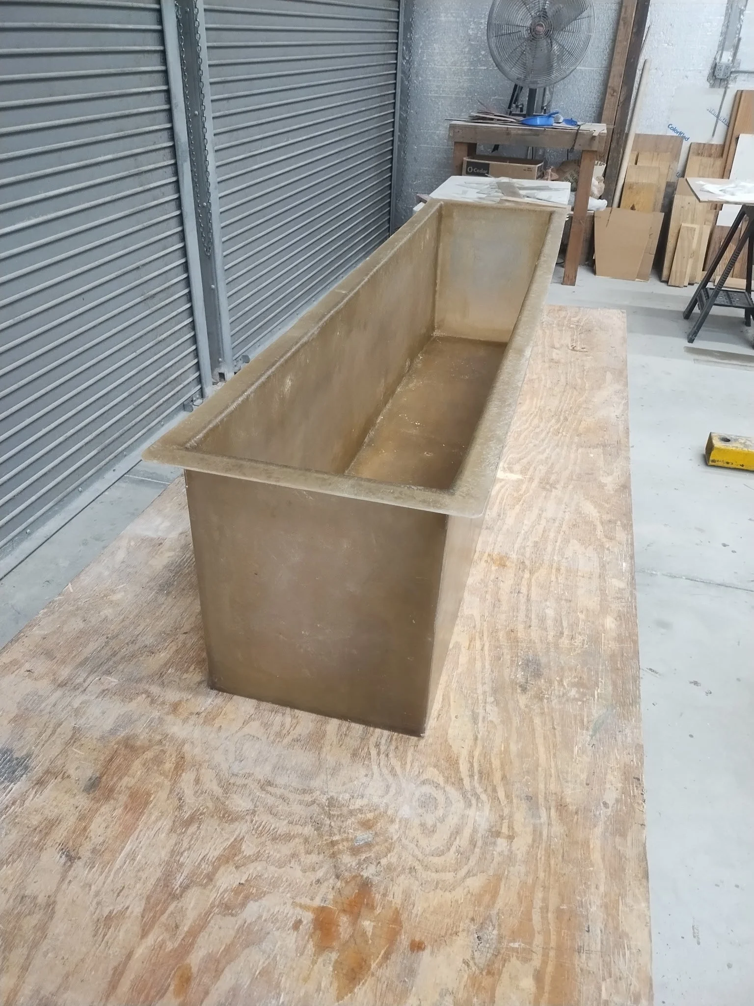 Fiberglass planter box fabricated by Pinillos Fiberglass.