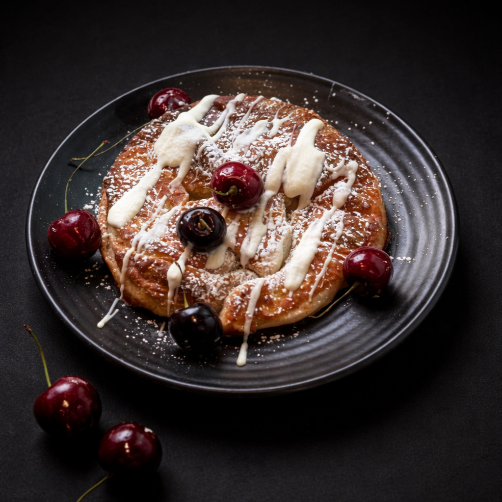 Each month we create a different version ideally using in season fruits and always based around white chocolate.  This one is cherry and was a hit in January 2026