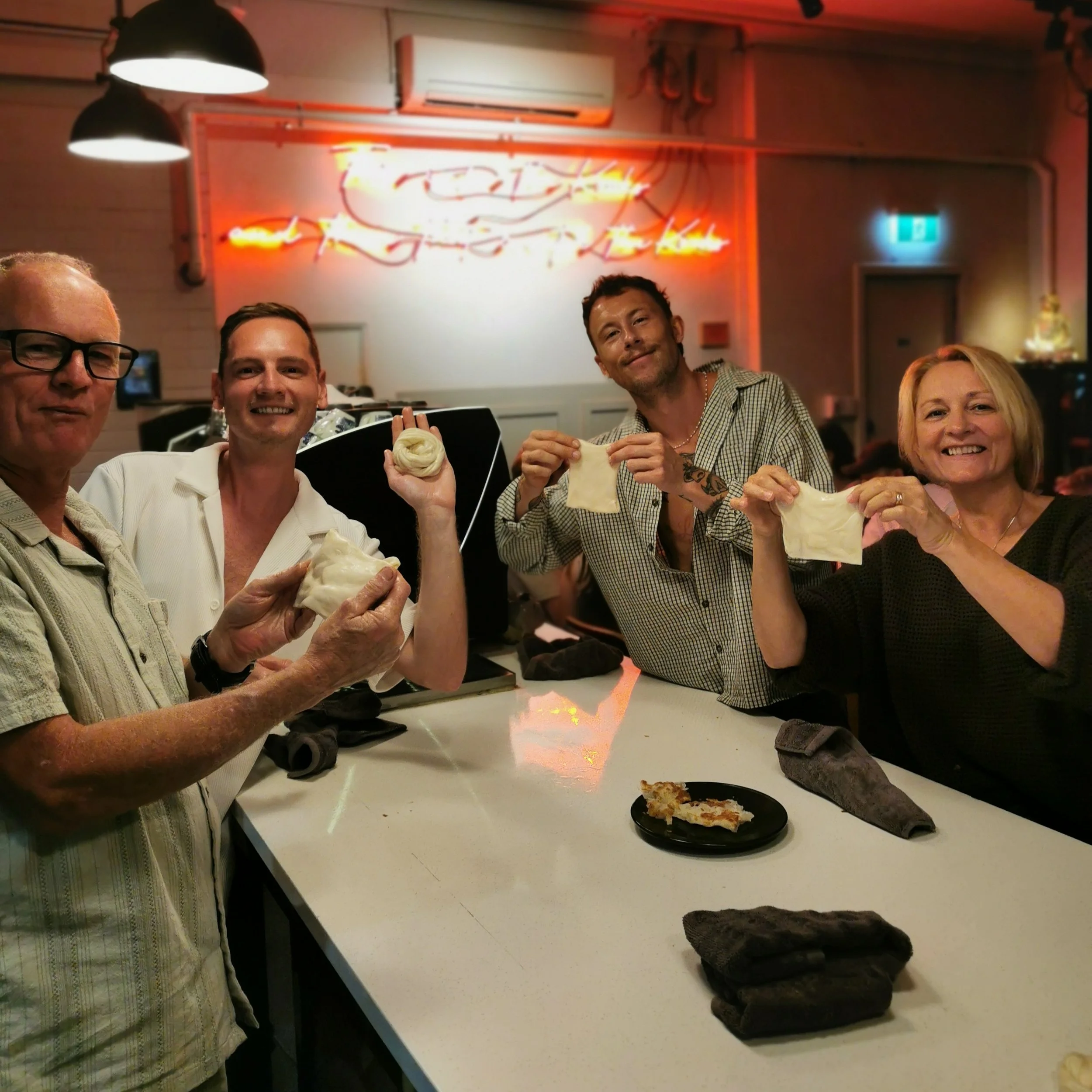 Group photo with finished roti at Kafe Kooks Masterclass
