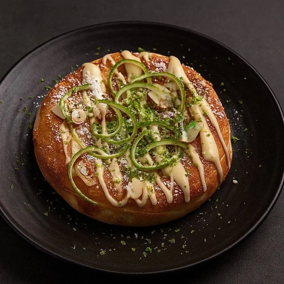 Lime, coconut and white chocolate Helix roti dessert served at Kafe Kooks in Ultimo, Sydney