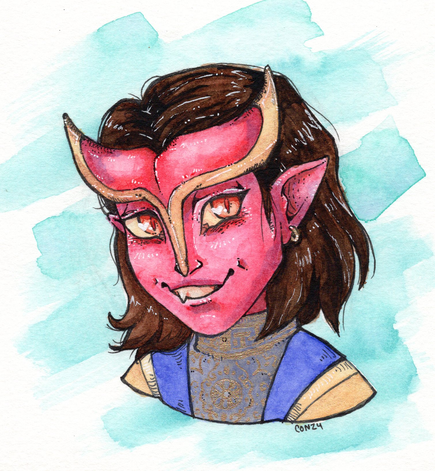 Tiefling, Watercolour.