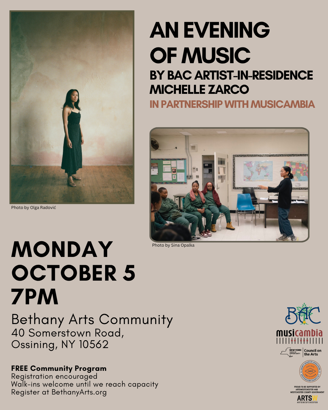 An Evening of Music by BAC Artist-in-Residence Michelle Zarco