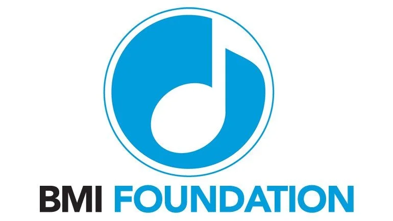 BMI Foundation logo, with  a music note in a blue circle