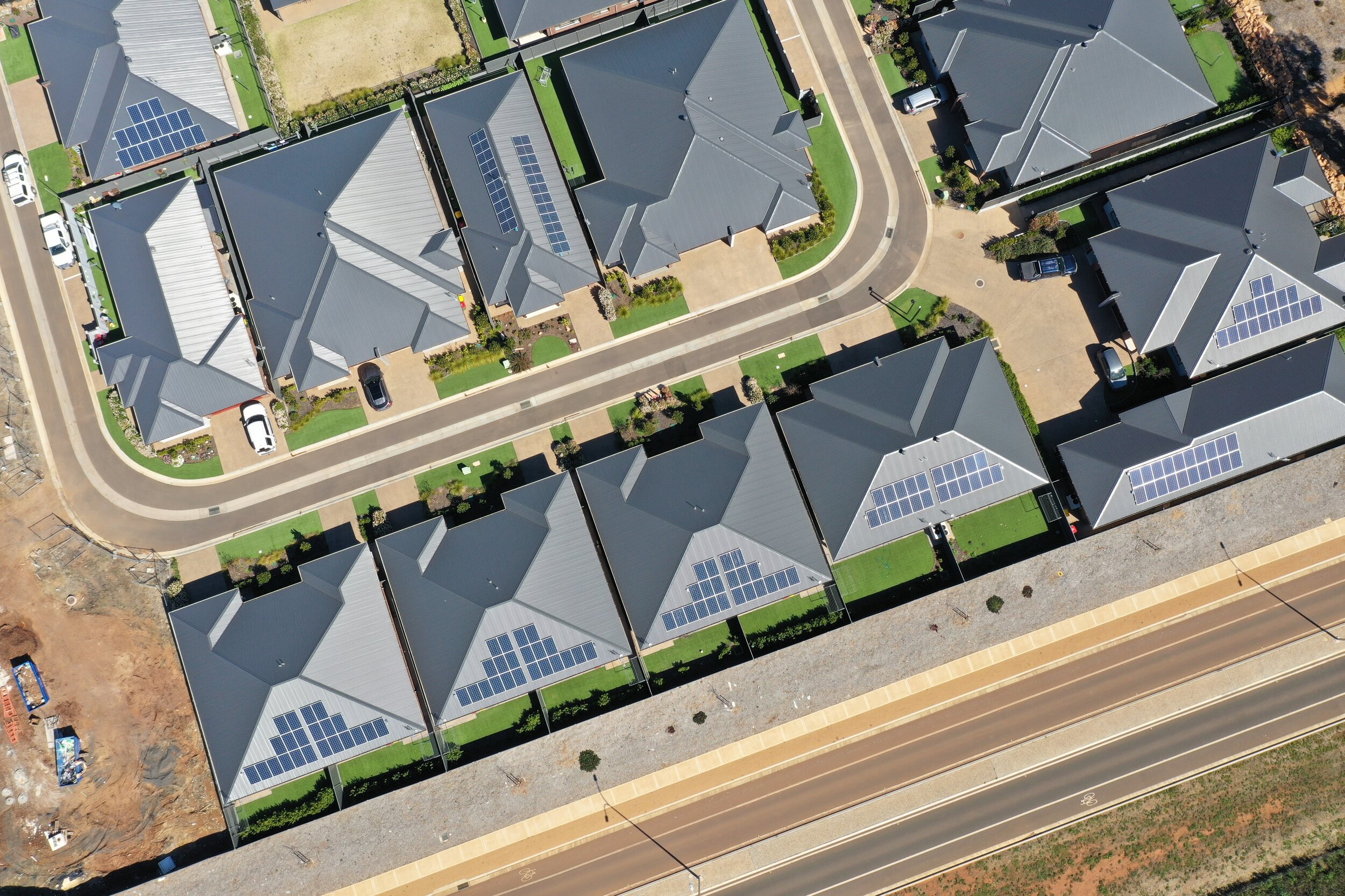 Drone Shot of residential solar installations