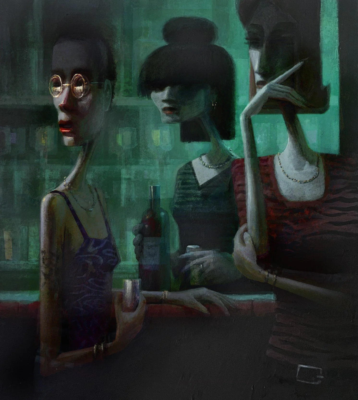 Three Women 
20" x 26" oil on canvas